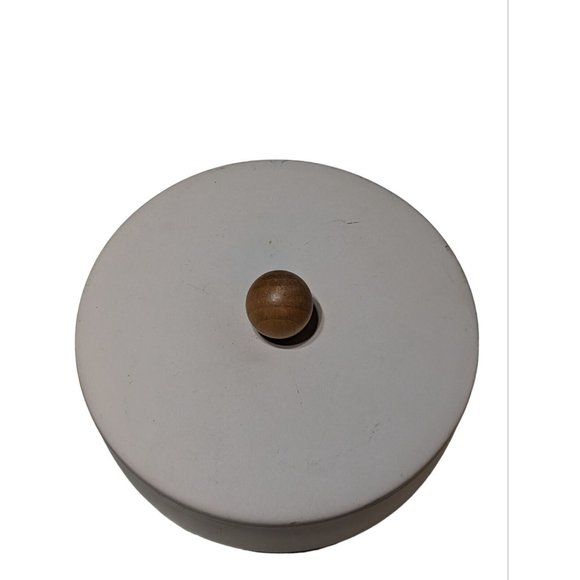 7" x 7" Round Carved Ceramic Box Pink Wood Handle  - Threshold Studio McGee - Picture 6 of 7